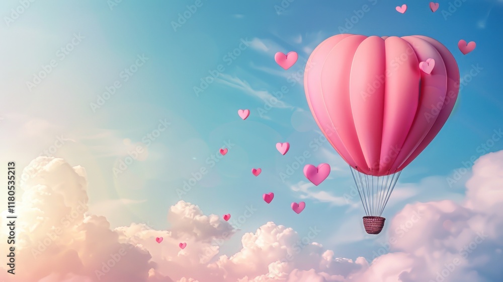 Obraz premium Pink Heart Balloon in the Sky