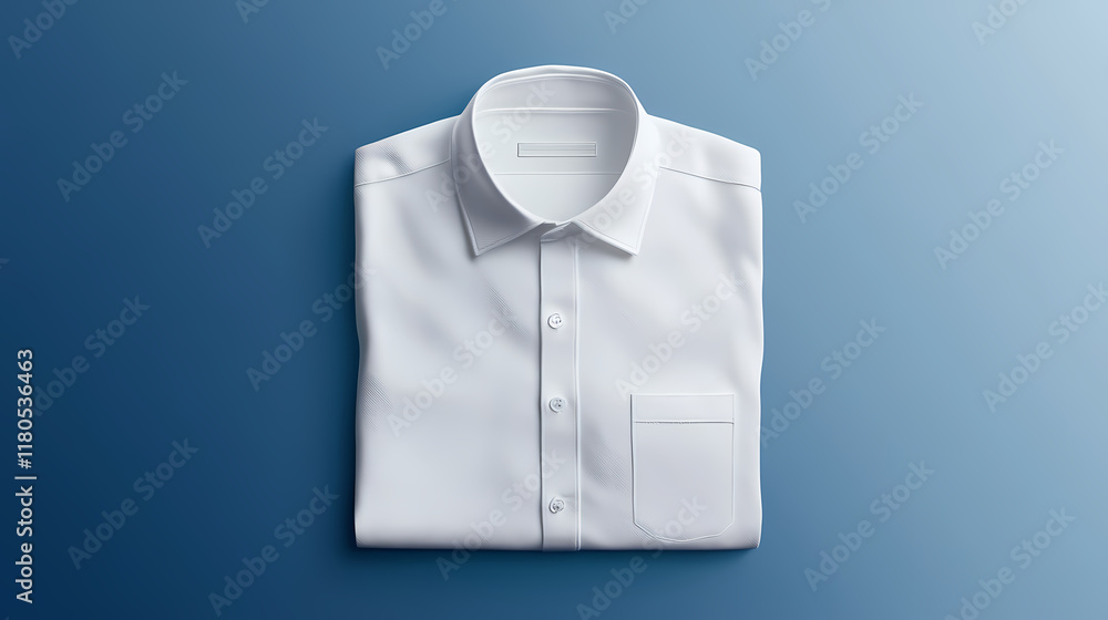 A neatly folded white dress shirt with a pocket. Ironshade. Illustration A neatly folded white dress shirt with a pocket. Ironshade. Illustration