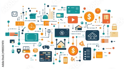 Wallpaper Mural Fintech, online banking, and real estate investment infographic. Torontodigital.ca