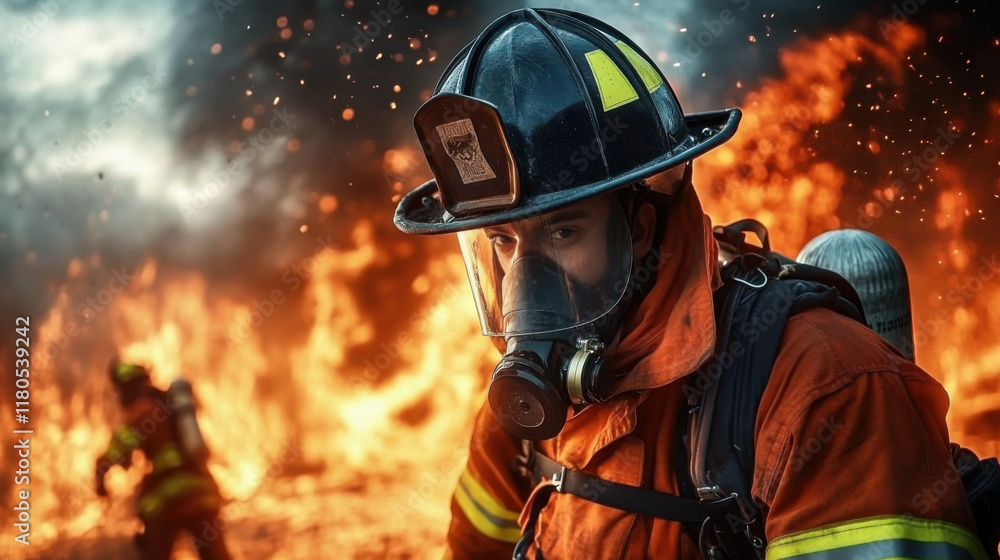 courageous firefighter battles a raging blaze courageous firefighter battles a raging blaze