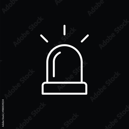 Alarm flasher siren line icon isolated on black background. Emergency alert symbol. Vector illustration.