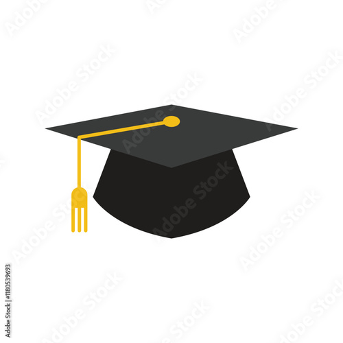 Graduation hat icon for ceremony. University academic graduation caps with tassel. Vector illustration.