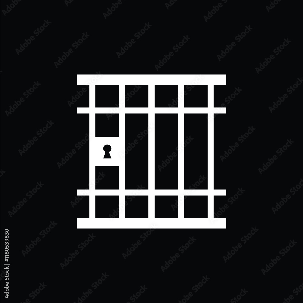 Jail, prison icon isolated on black background. Vector illustration. Jail, prison icon isolated on black background. Vector illustration.