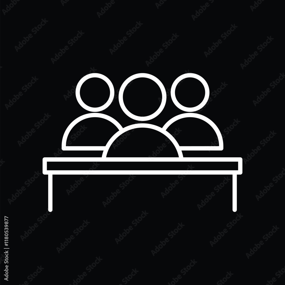 Jury group committee line icon, People jury icon isolated on black background. Vector illustration. Jury group committee line icon, People jury icon isolated on black background. Vector illustration.
