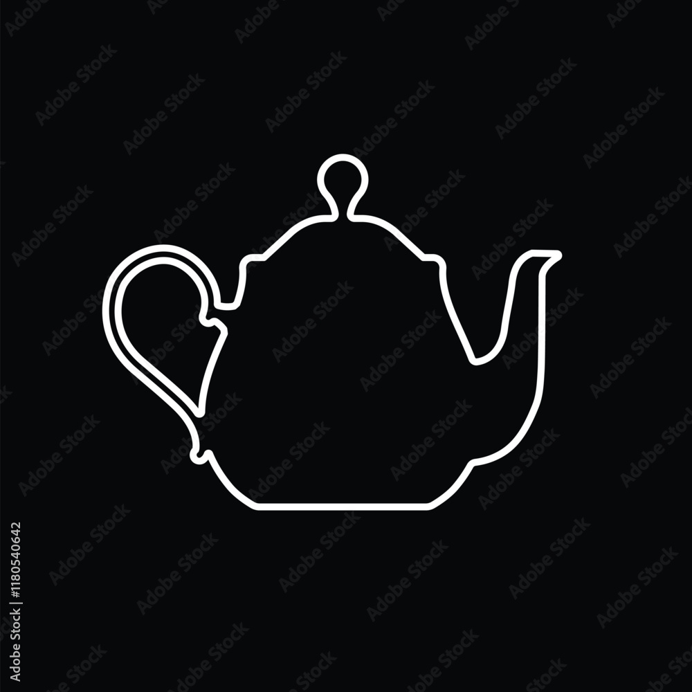 Teapot , kettle, tea kettle line icon isolated on black background. Vector illustration. Teapot , kettle, tea kettle line icon isolated on black background. Vector illustration.