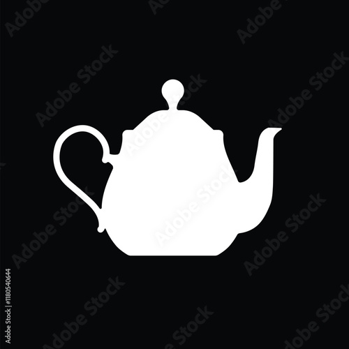 Teapot , kettle, tea kettle icon isolated on black background. Vector illustration.