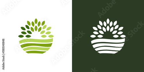 Pot leaves icon logo plant leaf green nature vector isolated