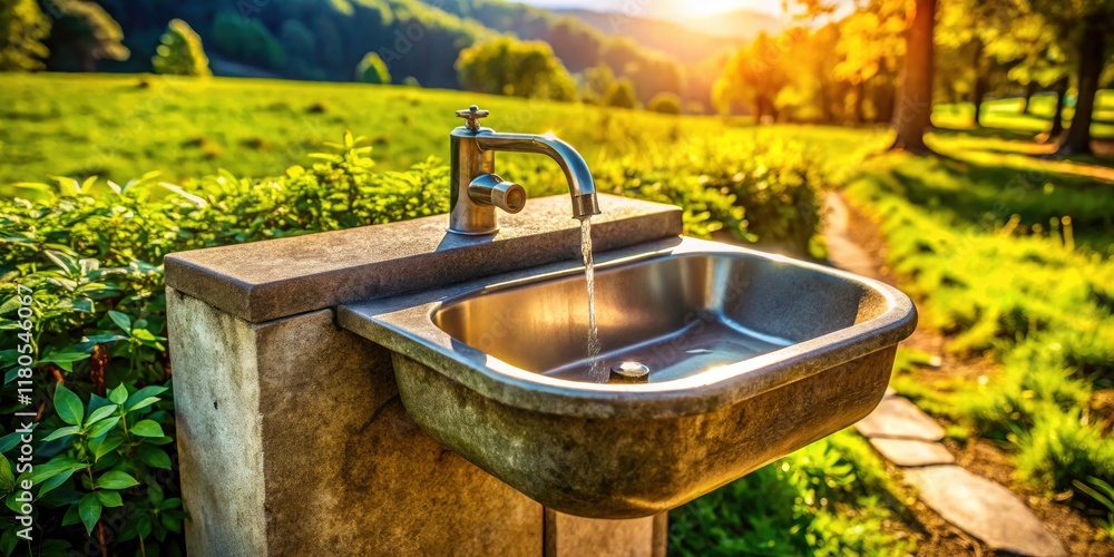 Aerial View Hand Wash Basin, Overhead Shot, Clean Water Basin, Hygiene Station, Public Washbasin, Outdoor Sink, Elevated Perspective, Rural Aerial View Hand Wash Basin, Overhead Shot, Clean Water Basin, Hygiene Station, Public Washbasin, Outdoor Sink, Elevated Perspective, Rural
