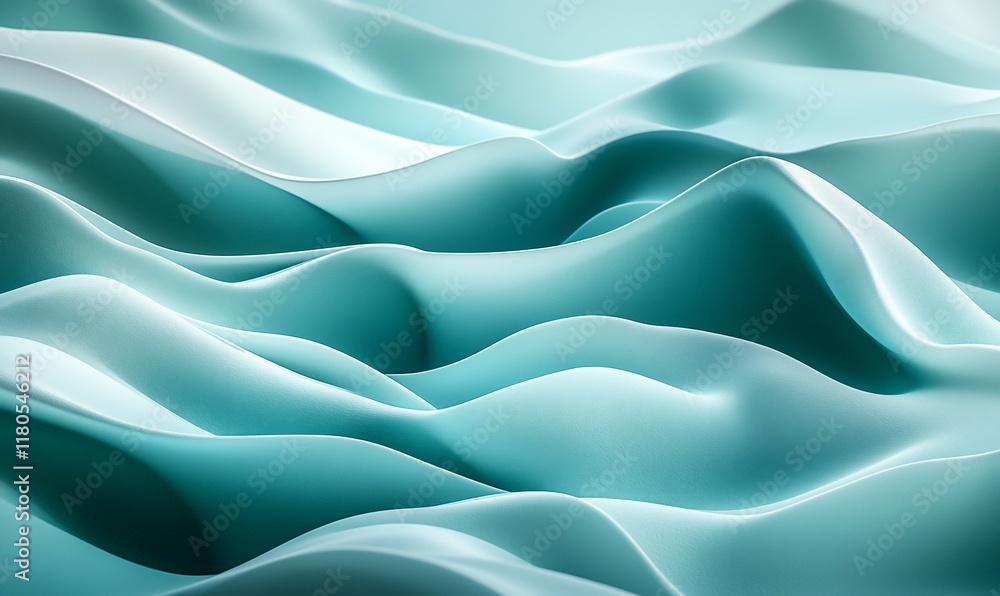 Obraz premium Teal abstract waves, flowing fabric, background texture, design element