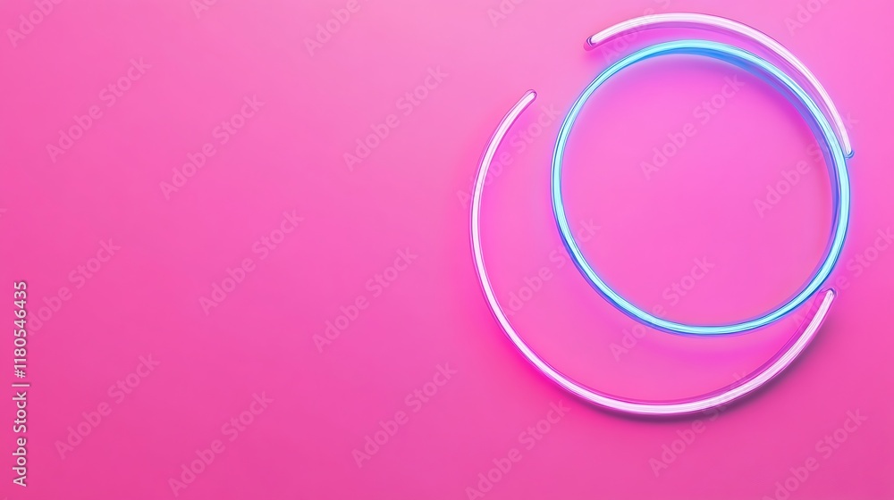 Abstract Pink Background with Neon Light Circles Abstract Pink Background with Neon Light Circles