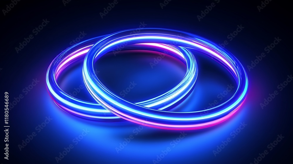 Intertwined Neon Rings Abstract Blue Pink Glow Intertwined Neon Rings Abstract Blue Pink Glow