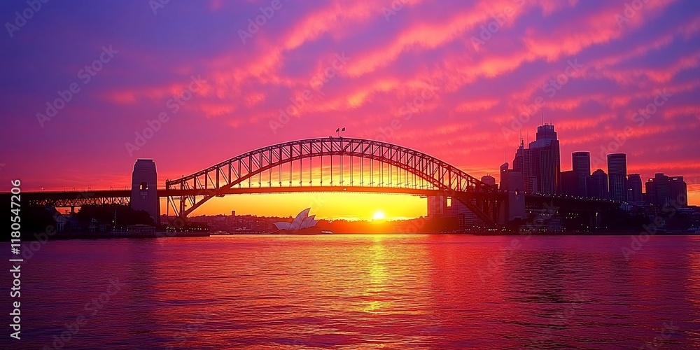 Fototapeta premium Sydney Harbour Bridge Sunset Cityscape