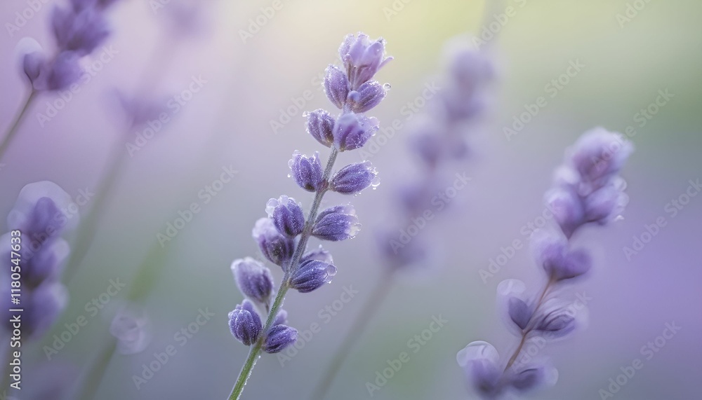Lavender Stem Glowing with Fine Morning Dew Lavender Stem Glowing with Fine Morning Dew