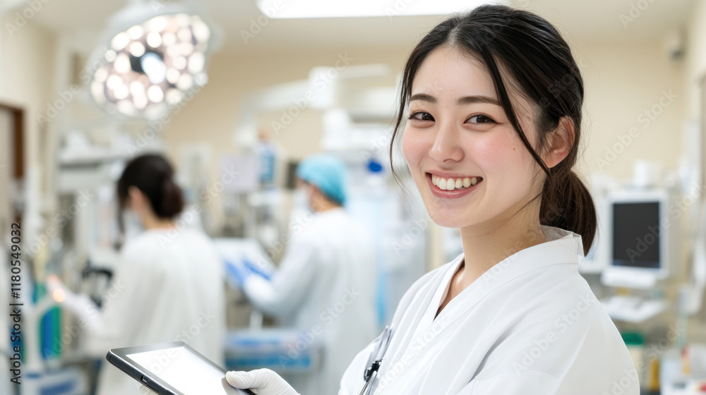 Japanese nurse doctor woman working with medical team in the surgery room Japanese nurse doctor woman working with medical team in the surgery room