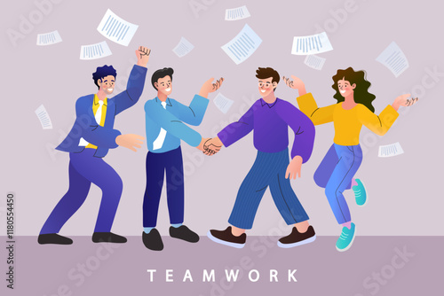 group of business people holding hands, new project planning for new team cooperation. Vector