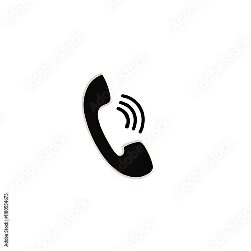 A black phone call icon in close-up against a white backdrop