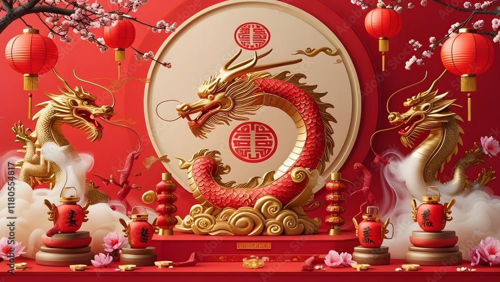 Obraz premium Chinese New Year Background, Chinese New Year