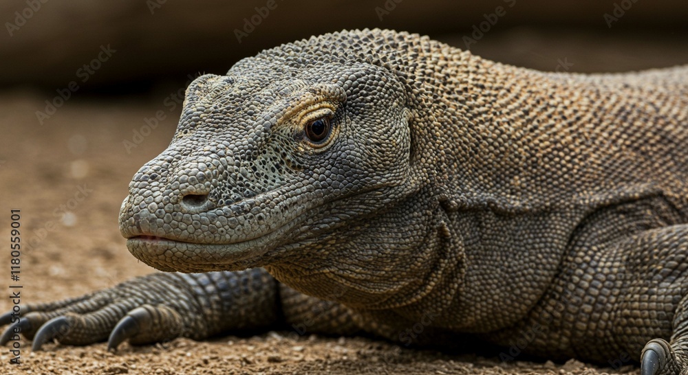 Komodo Dragon Close Up Powerful Reptile Wildlife Indonesian Fauna Komodo Dragon Close Up Powerful Reptile Wildlife Indonesian Fauna