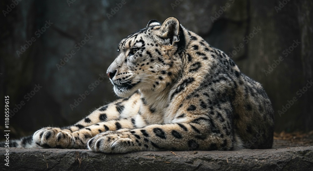 Majestic Snow Leopard Resting Wildlife Photography Big Cat Majestic Snow Leopard Resting Wildlife Photography Big Cat