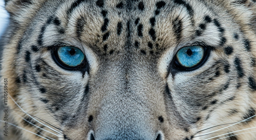 Obraz premium Stunning Snow Leopard Closeup Wild Cat Blue Eyes Wildlife