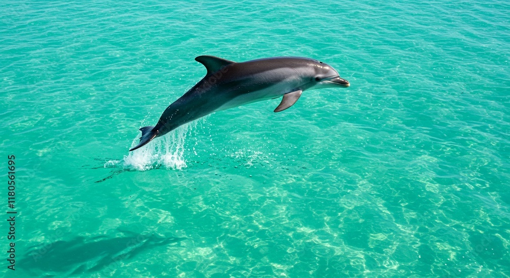 Obraz premium Dolphin Leaping Ocean Aquatic Mammal Marine Wildlife Turquoise Water Summer Wildlife Photography