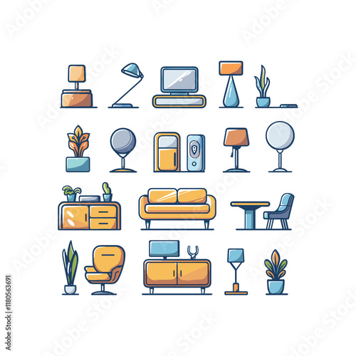 modern room furniture design vector template