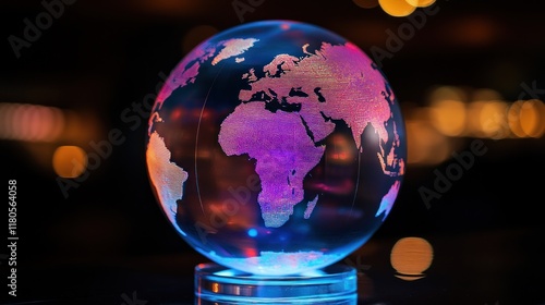 Illuminated glass globe on dark background. (1)
