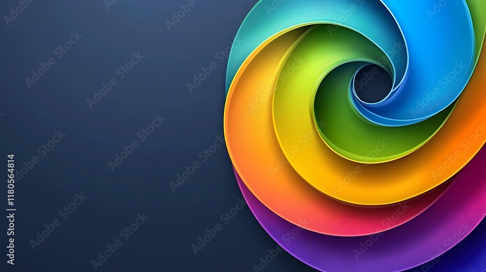 Abstract Rainbow Swirl Design With Dark Background Abstract Rainbow Swirl Design With Dark Background