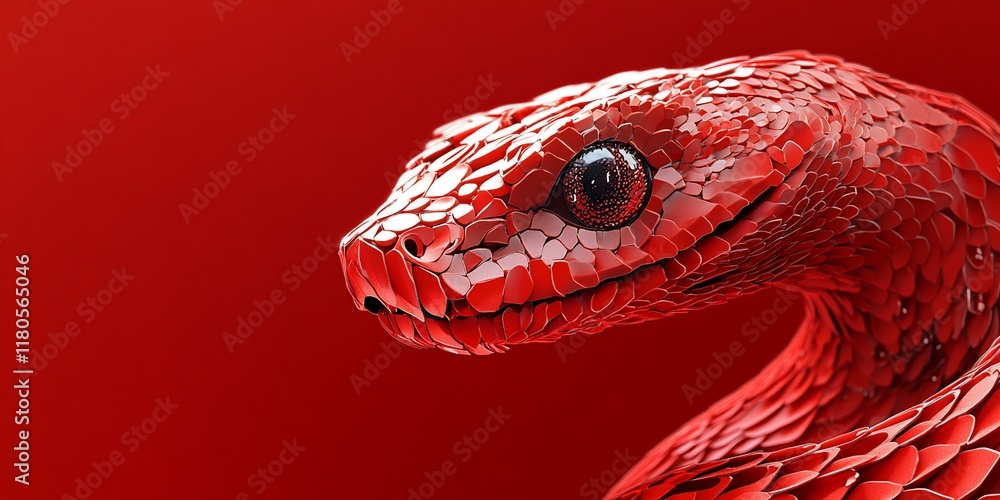 Fototapeta premium Red Snake Closeup Studio