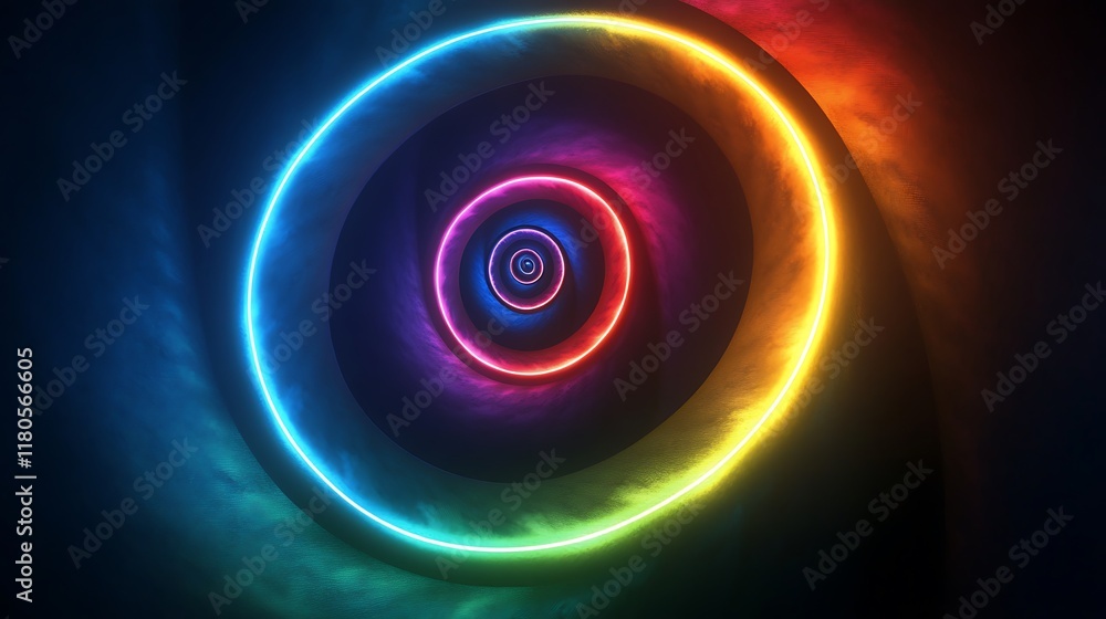 Abstract Neon Circles Spiral Light Design Abstract Neon Circles Spiral Light Design