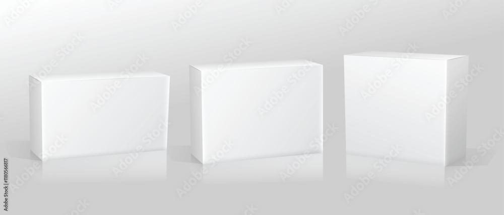 Set of Super Realistic White Box Mockup illustration Design isolated Set of Super Realistic White Box Mockup illustration Design isolated