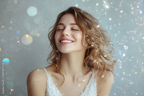 beautiful woman with glowing skin, Generative AI