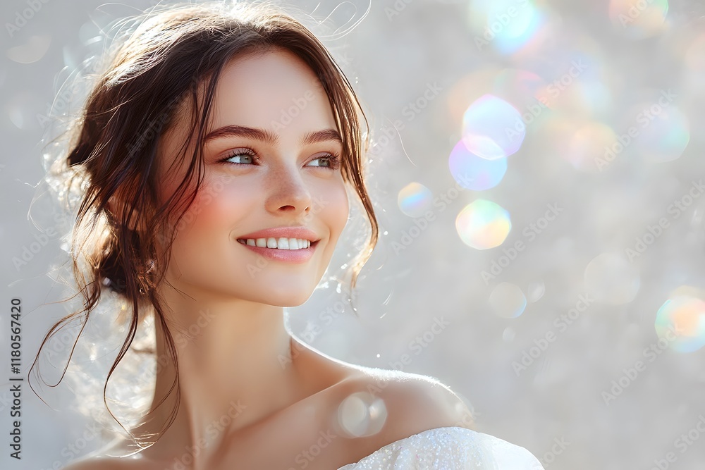 beautiful woman with glowing skin, Generative AI beautiful woman with glowing skin, Generative AI