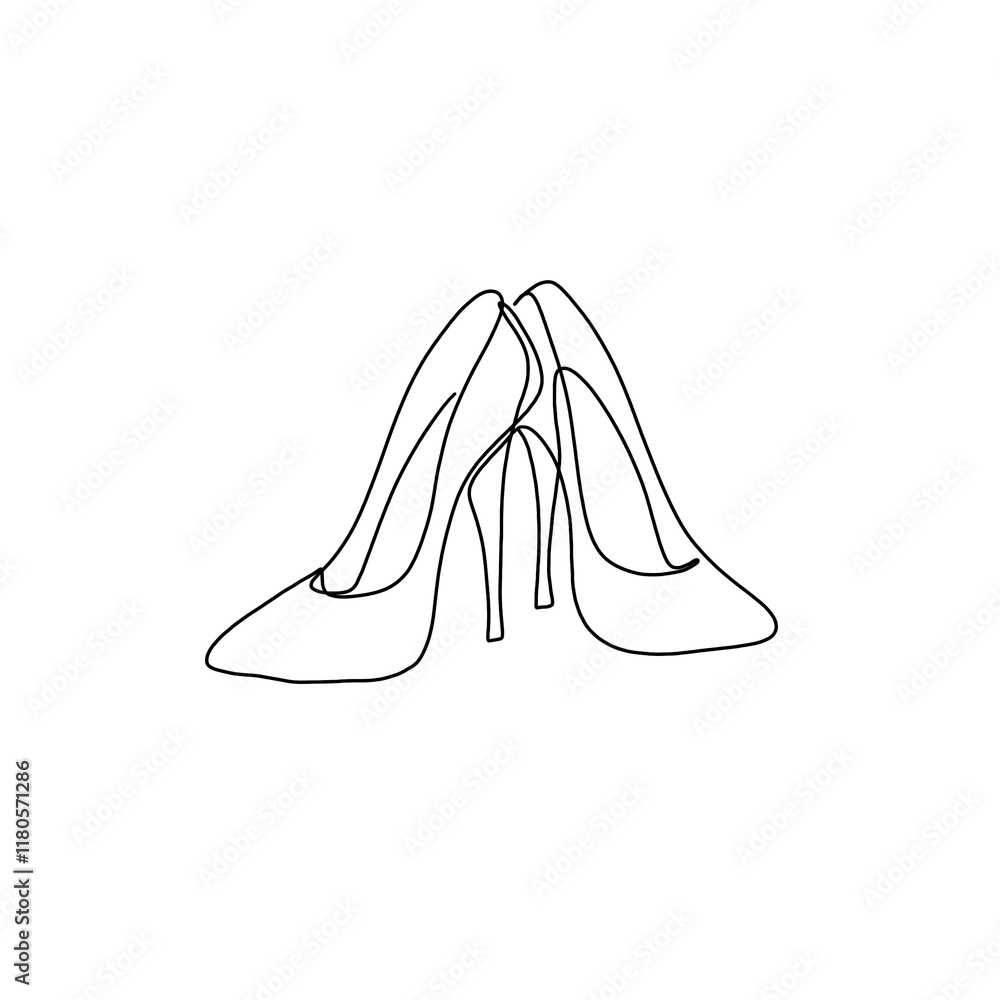 High Heel Trendy Line Art Drawing. Women's Shoe Minimalistic Lines Drawing. Female Elegant Shoe Continuous One Line Abstract Illustration. High Heel Trendy Line Art Drawing. Women's Shoe Minimalistic Lines Drawing. Female Elegant Shoe Continuous One Line Abstract Illustration.