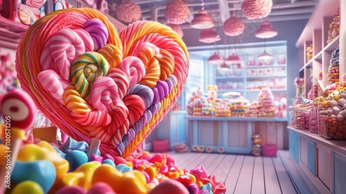 Giant Heart Shaped Lollipop Candy Shop Display photo