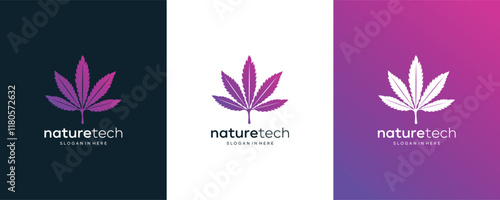 Idea Cannabis Marijuana leaf for CBD logo design