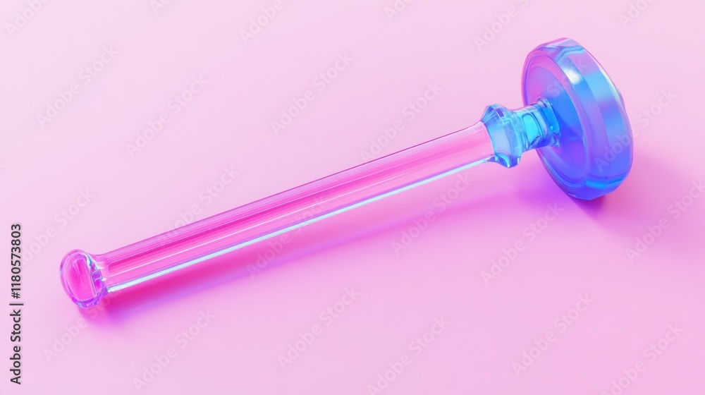 Glass rod with a round top on pink background. Glass rod with a round top on pink background.