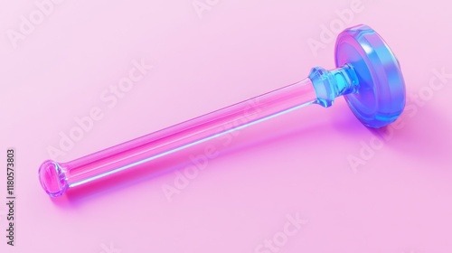 Glass rod with a round top on pink background. photo