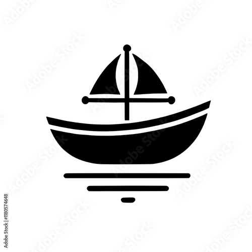 Sailing Towards Adventure: A simple yet powerful silhouette of a sailboat, its sails billowing with anticipation, gracefully gliding on the water. Perfect for themes of exploration, freedom.