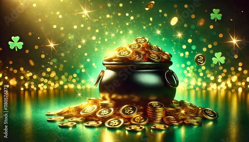 Wallpaper Mural Pot of Gold: St. Patrick's Day Treasure with Golden Coins Torontodigital.ca