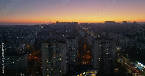 Wallpaper Mural Aerial drone view of the buildings in Chisinau, Moldova at sunset Torontodigital.ca