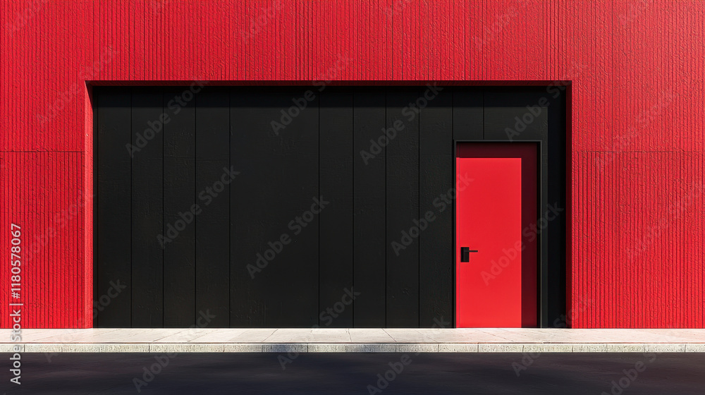 striking half opened red door on bold red wall creates captivating visual contrast. sleek design and vibrant colors evoke sense of modernity and intrigue striking half opened red door on bold red wall creates captivating visual contrast. sleek design and vibrant colors evoke sense of modernity and intrigue