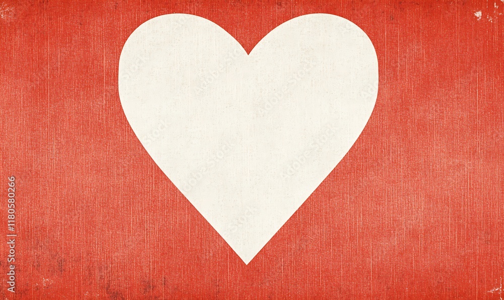 White heart on red textured background. White heart on red textured background.