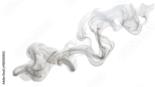 White spiral smoke pattern gracefully curling in the air isolated on white background