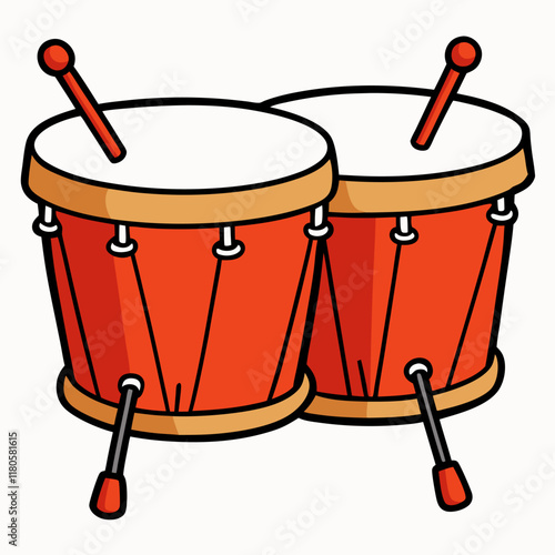 Colorful art of Timpani Drums as a Musical Instrument on a White Background - Vector Illustration