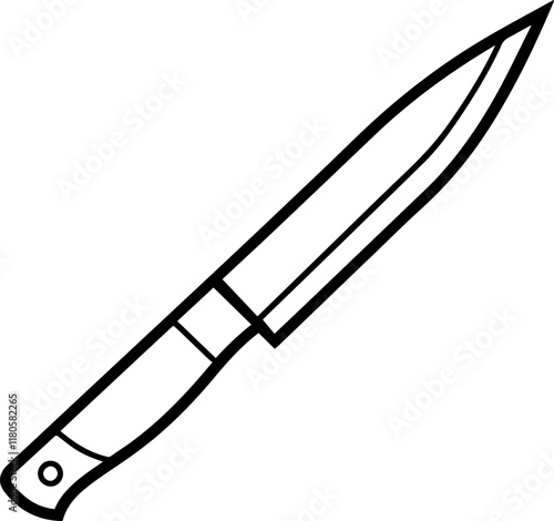 Black Line art of a knife on a White Background - Vector Illustration