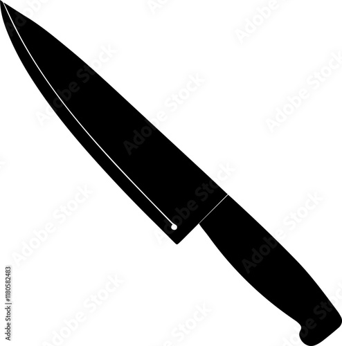 Black Silhouette of a knife on a White Background - Vector Illustration