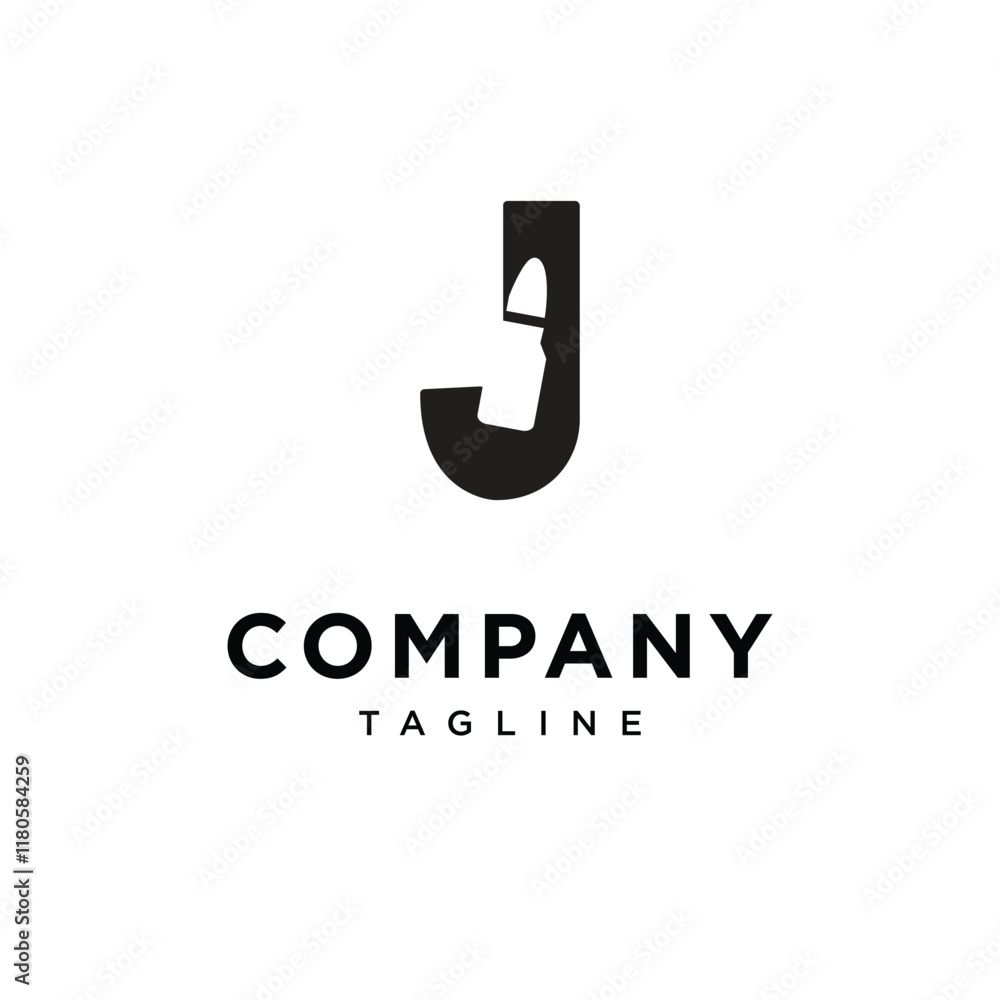 Letter J Bullet Negative Space Logo Icon Vector Letter J Bullet Negative Space Logo Icon Vector