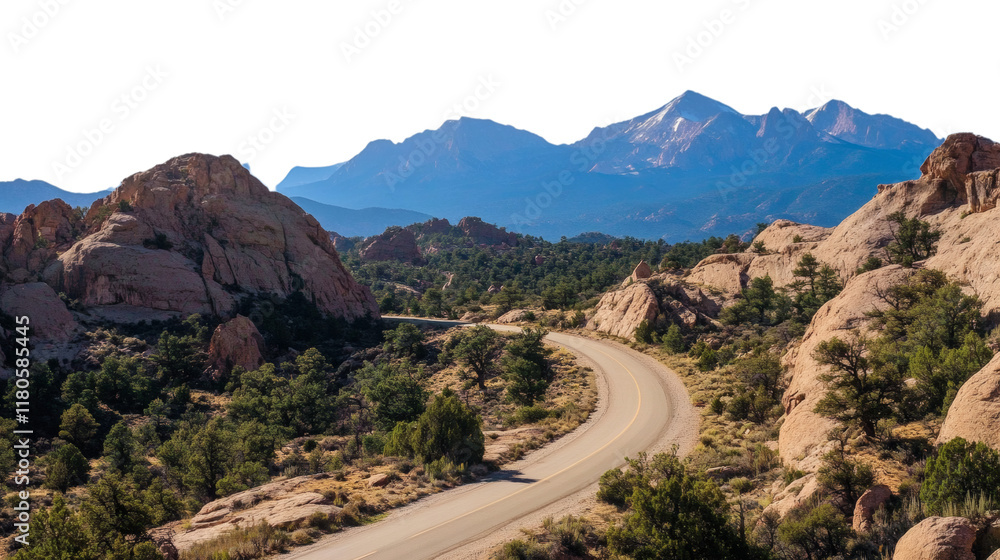 Fototapeta premium Winding road through a rocky mountain landscape
