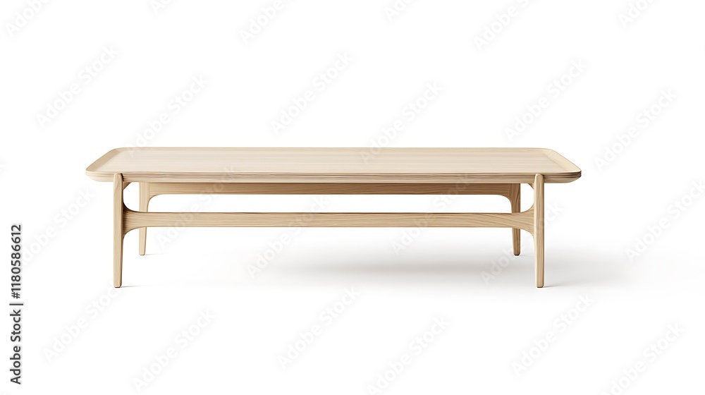 A wooden coffee table with a white background A wooden coffee table with a white background